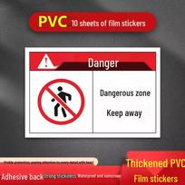 Danger Area Safety Warning Stickers (10-Pack)