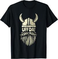 Uff Da Norwegian Quote Scandinavian Viking Helmet Beard Man T-Shirt S įvairiaspalvis