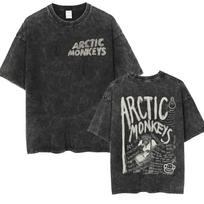 Retro roko Arctic Monkeys muzikos albumas Graphic TShrit Couple Vintage Washed Oversized marškinėliai trumpomis rankovėmis S įvairiaspalvis