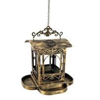 Solar Bird Feeder for Outdoors Hanging, Retro Carriage Shaped Metal Wild Bird Feeders, Solar Powered Garden Lantern for Patio, Yard, Gifts for Bird Copper plated