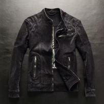 Autumn and winter new men's denim jacket European and American casual retro slim stand-up collar zipper jacket cycling motorcycle clothing trend M juoda