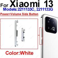 Įjungimo/išjungimo, garsumo šoninis mygtukas Xiaomi 13 13T Pro maitinimo, garsumo didinimo/mažinimo šoninio klavišo jungiklio pakeitimo remonto dalys 13-White black