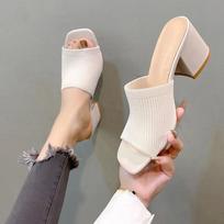 Korean Version of Sandals Fish Mouth Stiletto Heels To Wear A Hundred Metal Buckle Casual Fashion Hollow Breathable Women's 35 balta