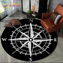 3D Retro Compass Series Circle Area Rug,Round Carpet Rug for Living Room Bedroom Sofa Foot Pad Decor Non-slip Floor Mat Gift Diameter 60cm