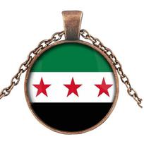 Elegant Syrian Flag Pendant Necklace Symbolizing National Pride and Cultural Identity in Sturdy Materials Casual Wear
