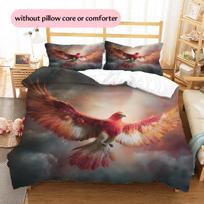 Soaring Phoenix  Pattern Bedding Quilt Set Quilt Cover Pillowcase Home Decoration  Gift (1 * duvet cover + 2 * pillowcase, without core) 135x200cm blue