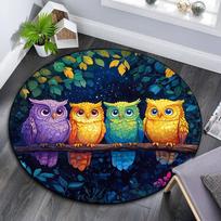 Owls Round Area Rug,Carpet Rug for Living Room Bedroom Sofa Playroom Decor,Non-slip Floor Mat 80cmx80cm
