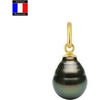 Pendentif - Compagnie Générale des Perles - Véritable Perle de Tahiti 8-9 mm - Or Jaune 18 Cts - Chaîne Offerte geltona