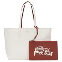 Lacoste Reversible PVC Tote Bag Women tote Beige Brown NF4936AS-Q70 Ecru & Brown