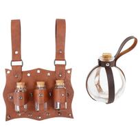 Halloween Witches Potion Bottle Costume Accessory with Thick Glass and Removable Corks for Party Decors PU Leather Keychain ruda
