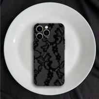 Luxury Clmj swag Black Lace Glossy Film Hard PC Phone Case for Xiaomi Redmi Note 15 13 12S 12 11S 11 10 9 Pro Plus Max 4G 5G Redmi Note 13 4G