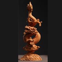 Yellow Poplar Wood Hand Carving Crafts Creative Dragon Shape Sculpture Decor South American boxwood, Dragon Year Decoration, 1Pc 17x7x4.2cm