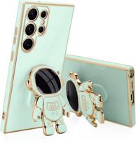Astronaut Stand case for Samsung Galaxy S21 S22 Plus S23 FE S24 Ultra Slim Fit Soft Shockproof Bumper Electroplated Cover S22