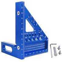 Multi angles Woodworking Square Measuring Ruler,22.5-90 Degree Aluminum Measuring Protractor Layout Measuring Tool mėlyna