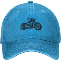Motorcycle Graphic Baseball Cap Vintage Washed Denim Style Adjustable Dad Hat for Men Women Can Be Adjusted mėlyna
