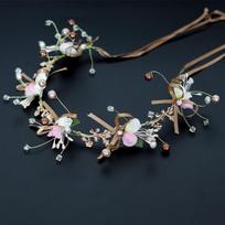 Mori Style Faux Pearl Floral Headband for Bridal and Wedding
