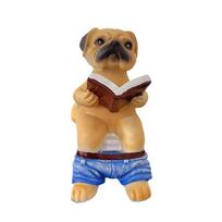 Creative Pug Toilet Seat Reading Books Resin Ornament – Funny Home Decoration & Unique Gift