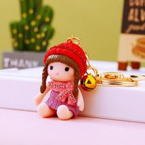 Adorable Resin Keychain For Kids Featuring Sparkling Doll Keyring For Girls Perfect Gift Red Hat