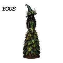 Atmospheric Holiday Table Decor Autumn Witch Figurine, Halloween Fall Tabletop Statue with Leaf Festive Home Interior Gown, Seasonal Resin Decoration 12Inch D