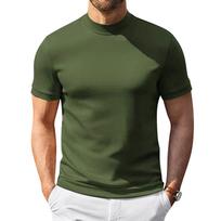 Men's Short Sleeve Mock Neck T-Shirt Lightweight Breathable Stretchy Undershirt L armijos žalia spalva