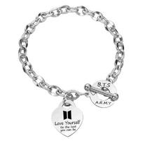 BTS Love Yourself Širdelės Pakabuko Apyrankė, Grandinėlė Su Segtuku Kpop Prekės Mados Juvelyrika Dovana Moterims Vyrams gray
