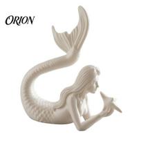 Literary Style Room Decor 3D Printed Mermaid & Starfish Figurine, Exquisite Sculpture, Ocean DIY White Craft Statues Theme Desktop Ornament balta