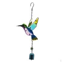 Hummingbird / Dragonfly Metal Wind Chime, Bell, Windchimes for Relaxation, Grace, Blue Hummingbird with Bell
