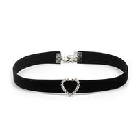 Fashionable Denims Fabric Choker Necklace for Women Adjustable Clavicle Chain Rhinestones Charm Necklace Accessory 1 juoda