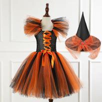 Halloween Girls Costumes Girls Tutu Skirt Cosplay Skirt Hat 10-12Y