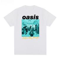 2025 Oasis trumpomis rankovėmis marškinėliai Britiško roko Blur vyriški ir moteriški retro medvilniniai patogūs kasdieniniai sportiniai mados tendencijos marškinėliai S juoda