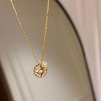 Old Money Wind Copper Coin Necklace Collarbone Chain Fashionable Light Luxury Diamond-Encrusted Money Bracelet Coin Earrings Earrings Women