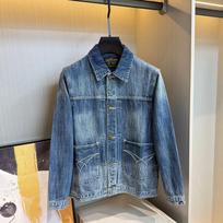 Spring and Autumn New Japanese Retro Denim Jacket for Men, Loose Fit with Heavy-Duty Distressed Wash, Versatile Workwear Coat, Trendy Washable M