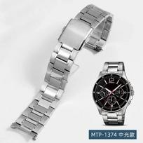Curved End Watch Band for Casio Strap MDV-106 Bracelet MDV106 Swordfish MTP-1374 MTP-1375 Male Stainless Steel Watchband 22mm 22mm gray