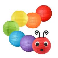 7 vnt. popierinių žibintų „Caterpillar“ „Caterpillar“ tema gimtadienio vakarėlio dekoracija su akimis, burna mokyklos klasės lubų pakabinamas dekoras 20cm