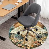 1PC Angel Flowers Office Round Area Rug, Under Office Chairs Bedroom Living Room Home Decor, Carpet for Office -1110060 80cm by 80cm