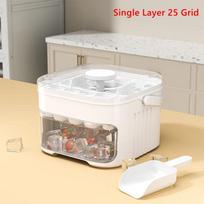 Household Food Grade Pressed Ice Cube Mold Ice Box  Large Capacity Ice Storage 1&2-layer Ice Cube Tray With Lid Space-saving
