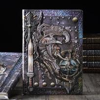 1Pcs Creative Retro 3D Warriors Relief A5 Notebook Journal Embossed Writing Notebook Handmade Leather Cover Diary Gift A5 įvairiaspalvis