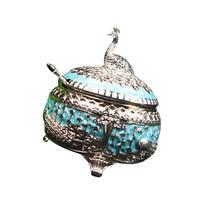 Peacocks Sugar Canister with Lid and Spoon Sophisticated Alloy Seasoning Bottle Unique Kitchen Tableware Accessory