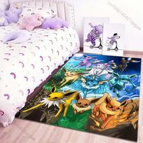 Classic 17 Styles P-Pokemon Eevee Cartoon Carpets Rug for Living Room Bedroom Bedside Floor Mat Area Rug Home Decor Potdemiel 40x60cm (16x24in)