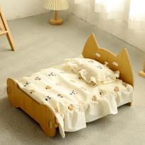 Wooden Cat Bed Keep Warm Rest Cat Kennel Removable and Washable Four-season Cat Bed Cute Wooden Shape Sleeping Pet Products Bedding and bed beige