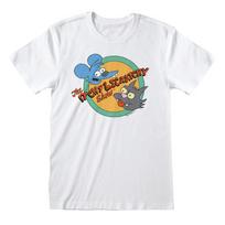 Simpsons Itchy And Scratchy Show Official Merchandise 100% Cotton T-shirt Mens Tees Top M/L/XL/2XL NEW- S gray
