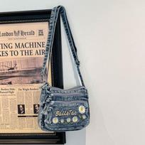 Denim Daisy Embroidered Crossbody Bag Women's Shoulder Bag