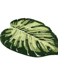 Leaf Shaped Plush Area Rug Soft Faux Cashmere Floor Mat Absorbent Bathroom Bedroom Decor Non Slip Backing One Size žalia