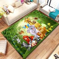 Wild Cartoon Animal Area Rug,African Safari Animal Carpet for Kids Kawaii Room Decor Entrance Doormat Jungle Wildlife Floor Mat 40x60cm 16x24 inch