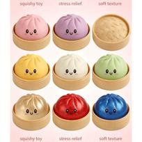 Soft Dough Bun Squeeze Pinch Toy, Handmade Dumpling Squishy Stress Relief Ball with Steamer United States beige