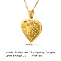 Stainless Steel Jewelry Custom Photo Frame Heart Locket Necklace Women Memory Romantic Love Pendant For Promise Keepsake Gift beige