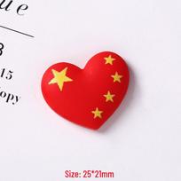 Five-Star Red Flag Heart Resin DIY Accessories: Patch, Brooch, Phone Case, Hair Clip, Pendant