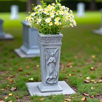 Drainage Hole Feature Memorial Flower Holder Resin Cemetery Vase