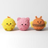 3pcs Cute Animal Plush Dog Toy Balls Bite Resistant Highly Elastic Squeaky Interactive Pet Toy for Small Dogs Cats Jouet Chien