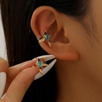 Women's Blue Clip- Drop Earrings Colorful Bird Long Chain Dangle Earrings One Size